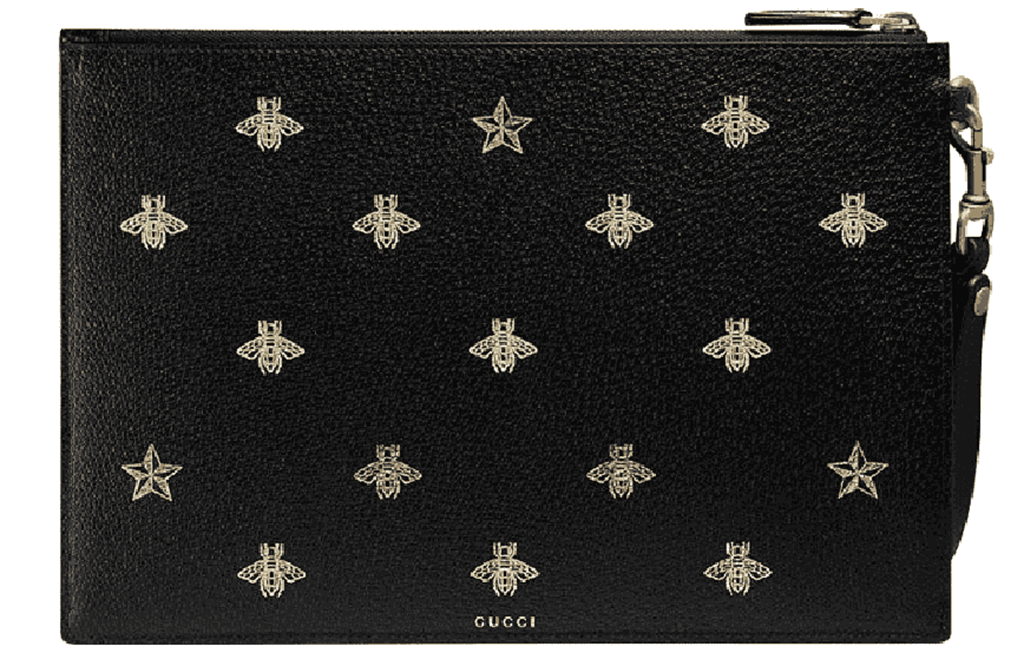 Tui Gucci Bee Star Leather Pouch 'Black' 495066-DJ2KT-8474