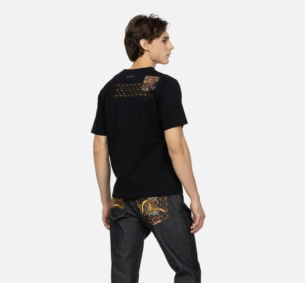 Ao Evisu Seagull Embroidery And Brocade Pocket 'Black' 2ESHTM4TS7066XXCT
