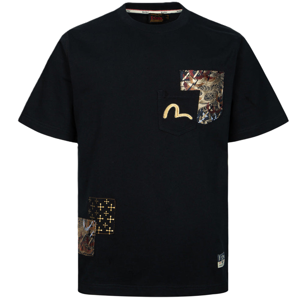 Ao Evisu Seagull Embroidery And Brocade Pocket 'Black' 2ESHTM4TS7066XXCT
