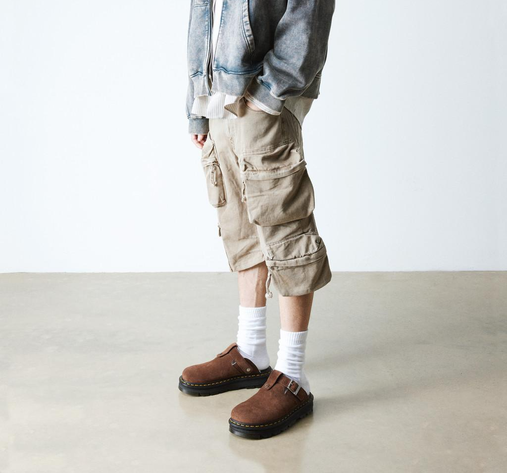 Giay Dr.Martens Zebzag Suede Slingback Platform Mule 'Brown' 31938201