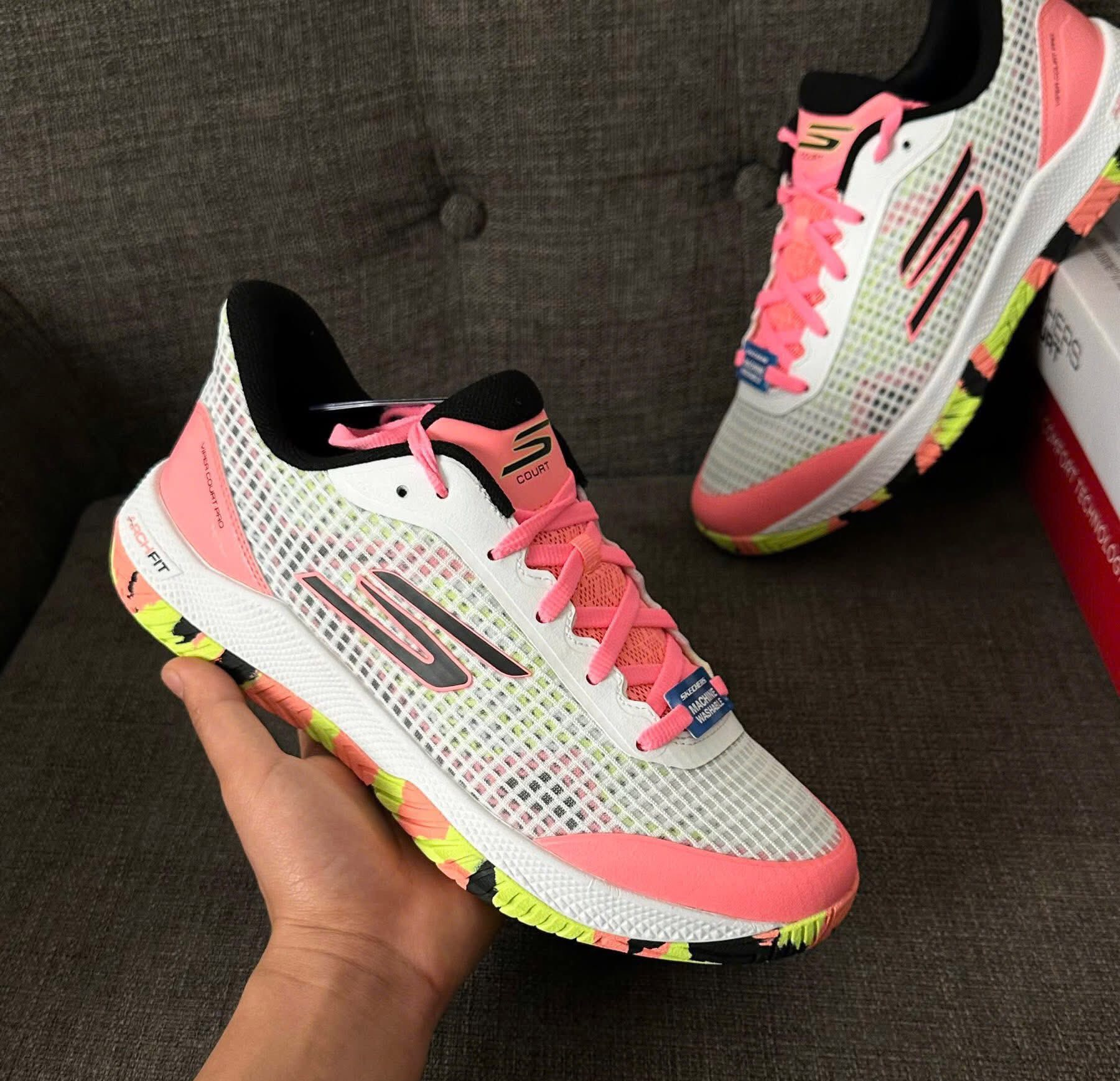 Alternative view of Giày Skechers Viper Court Pro 'White Pink Black' 246069C-WMLT