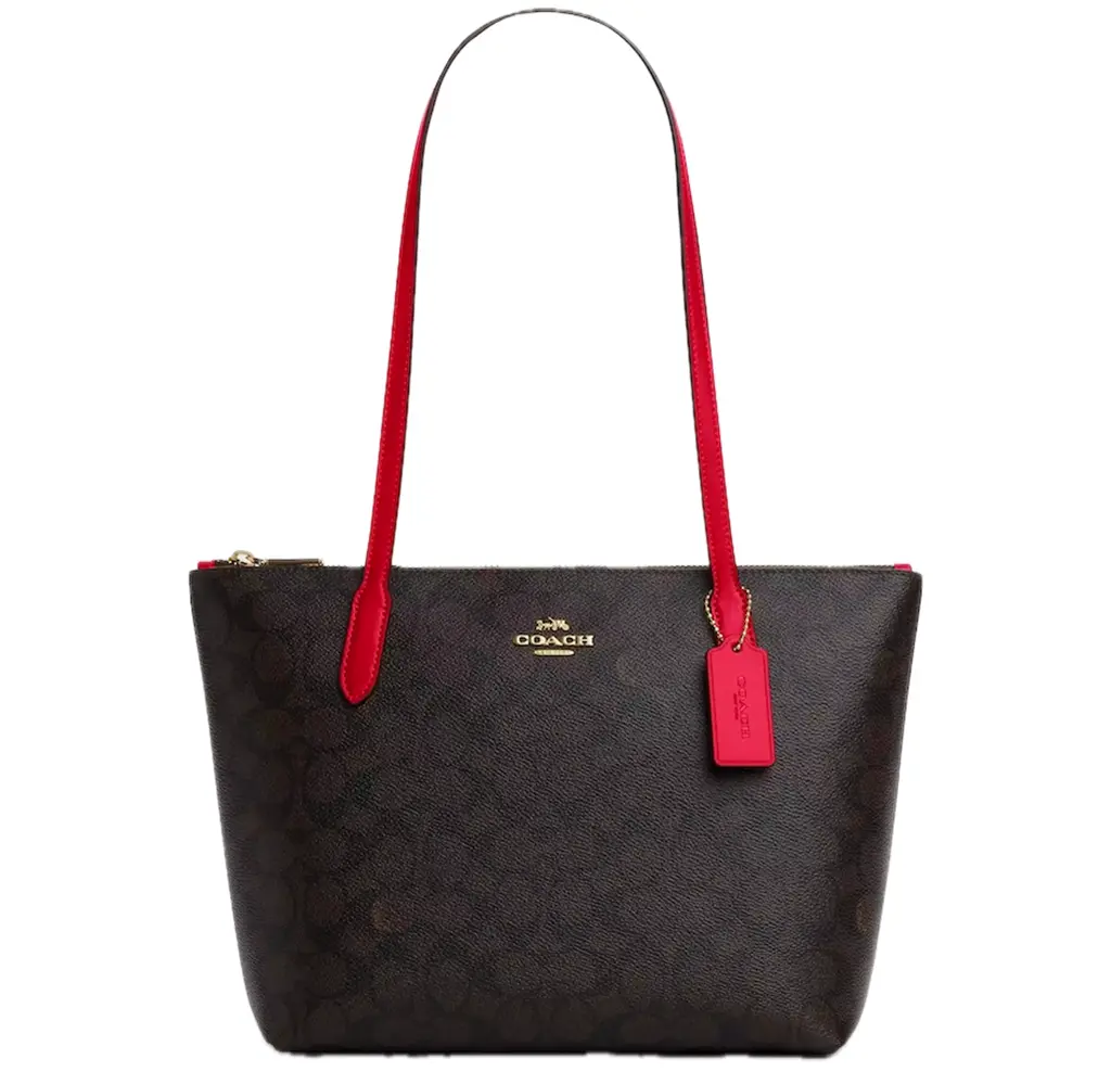 Tui Coach Fiona Zip Tote Bag 'Bold Red' CX611-IMXD0