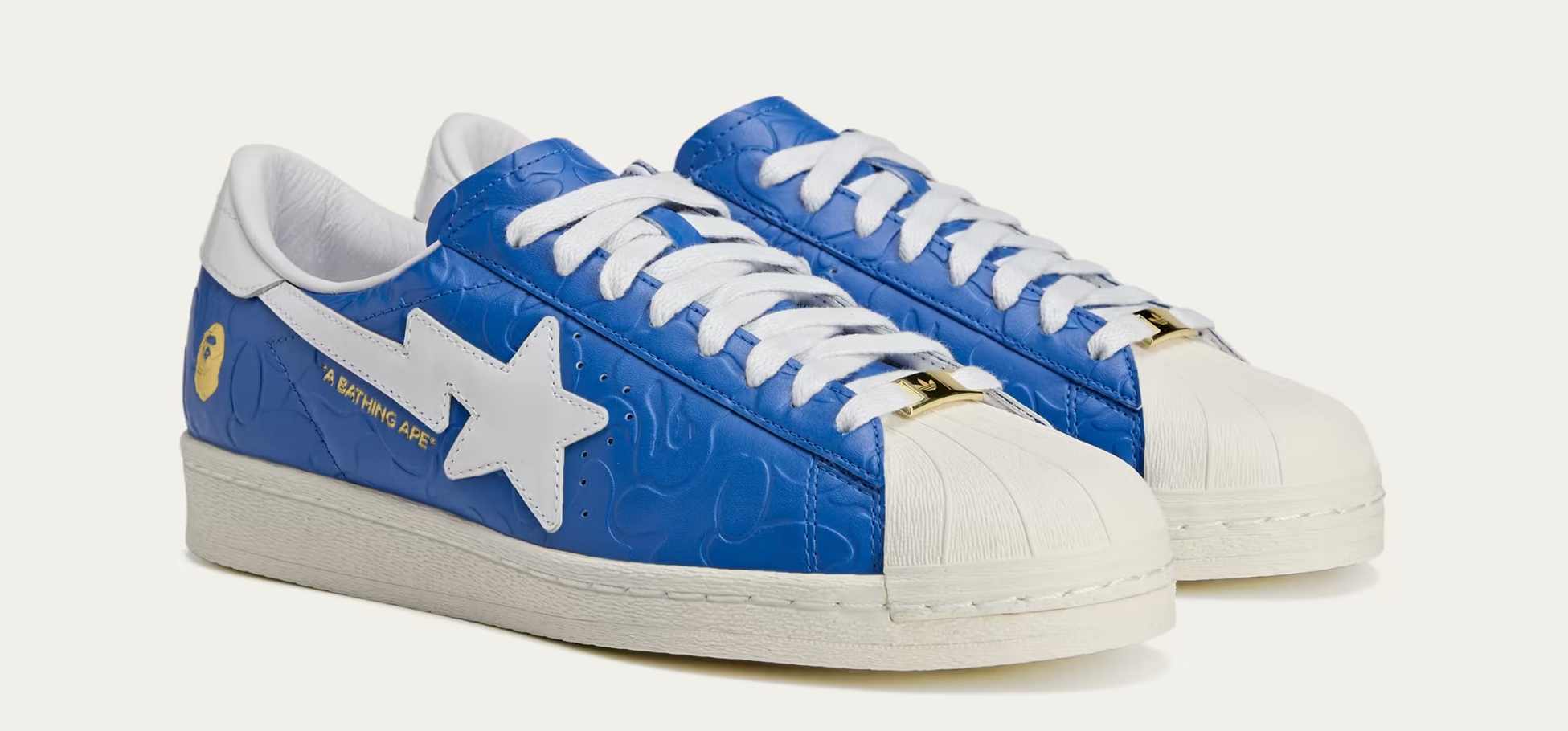 Giay Adidas Superstar Vintage Bape ‘Blue White’ JR2702