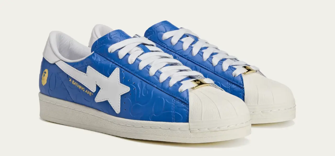 Giay Adidas Superstar Vintage Bape ‘Blue White’ JR2702
