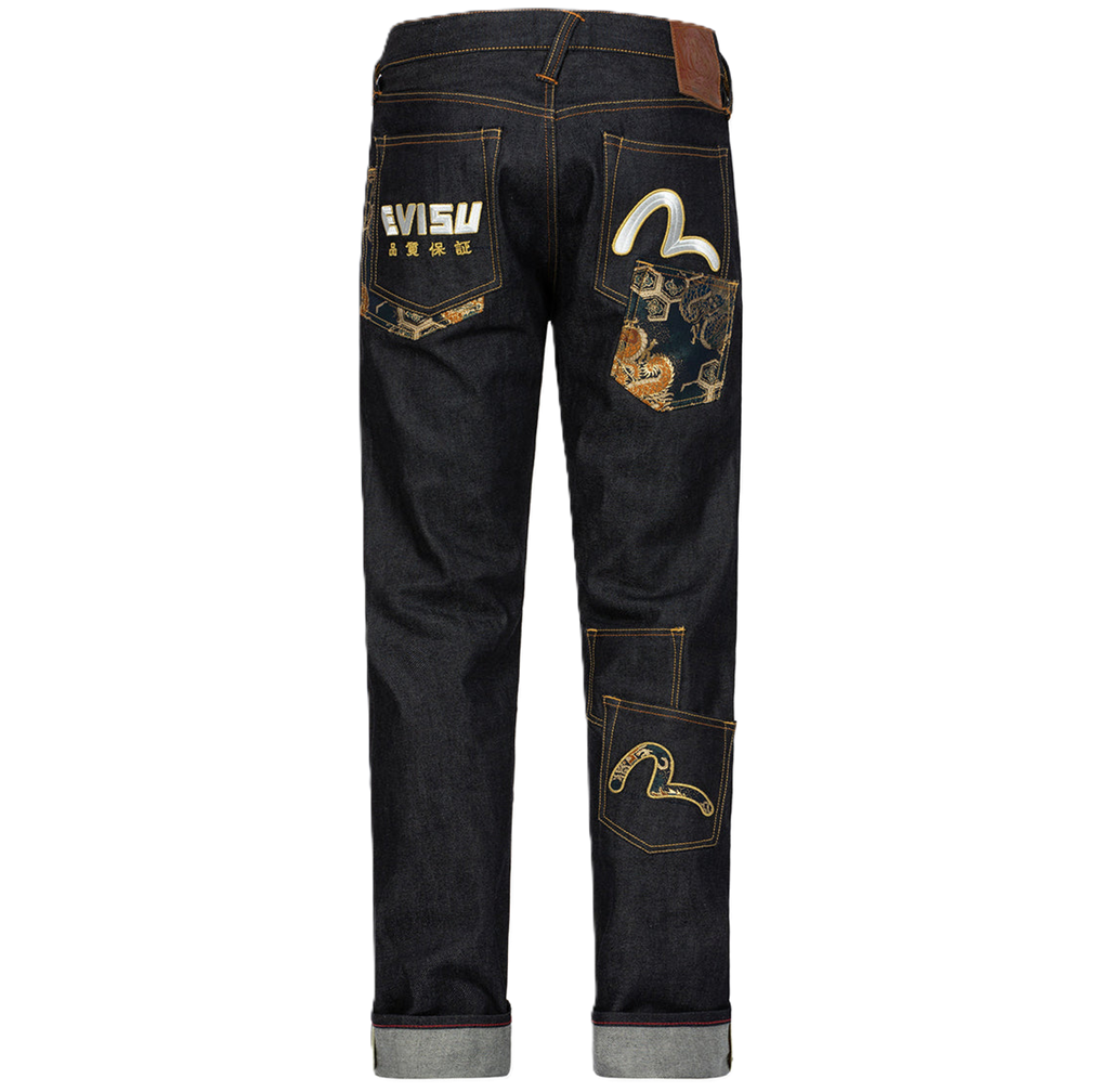Quan Evisu Brocade And Seagull Multi-Pocket Carrot 'Blue' 2EAHTM3JE704317CS