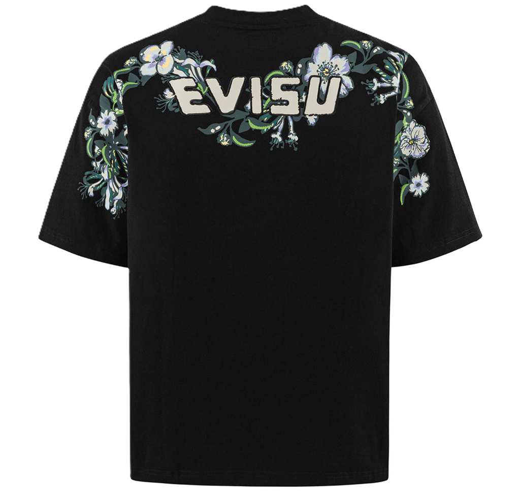 Ao Evisu Floral Daicock And Logo Embroidery Loose Fit 'Black' 2ESHTM5TS1222LFCT