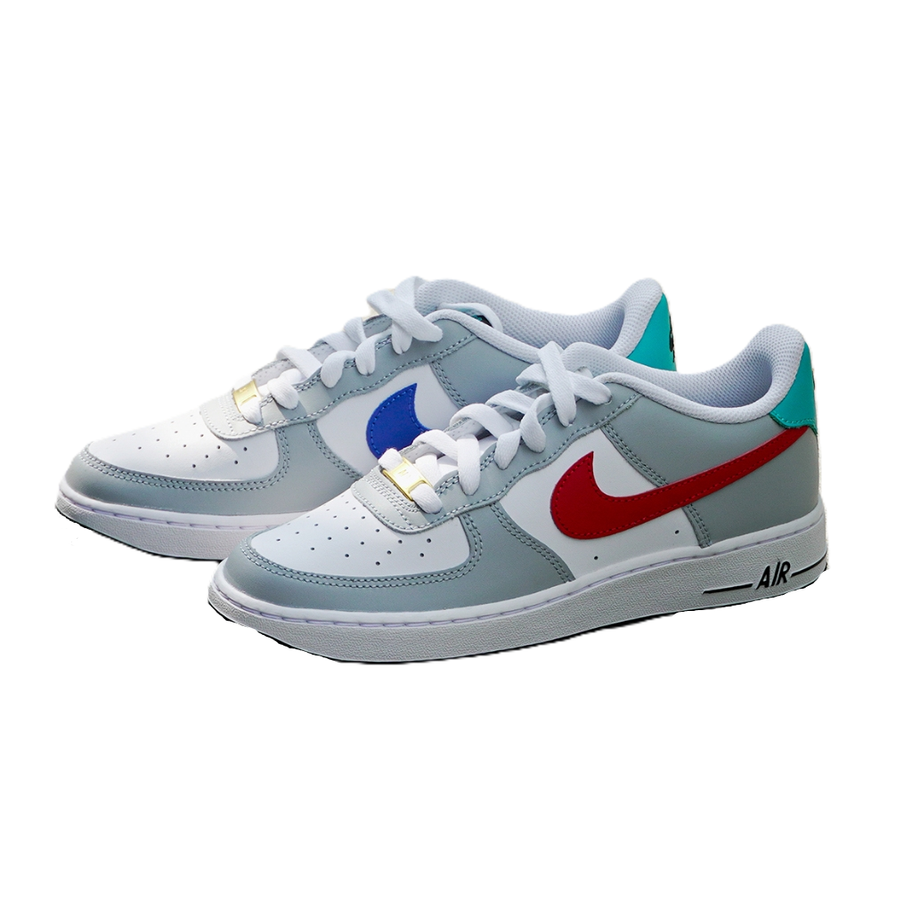 Giay Nike Air Force 1 LE GS ‘Grey Red Blue’ HF0743-161