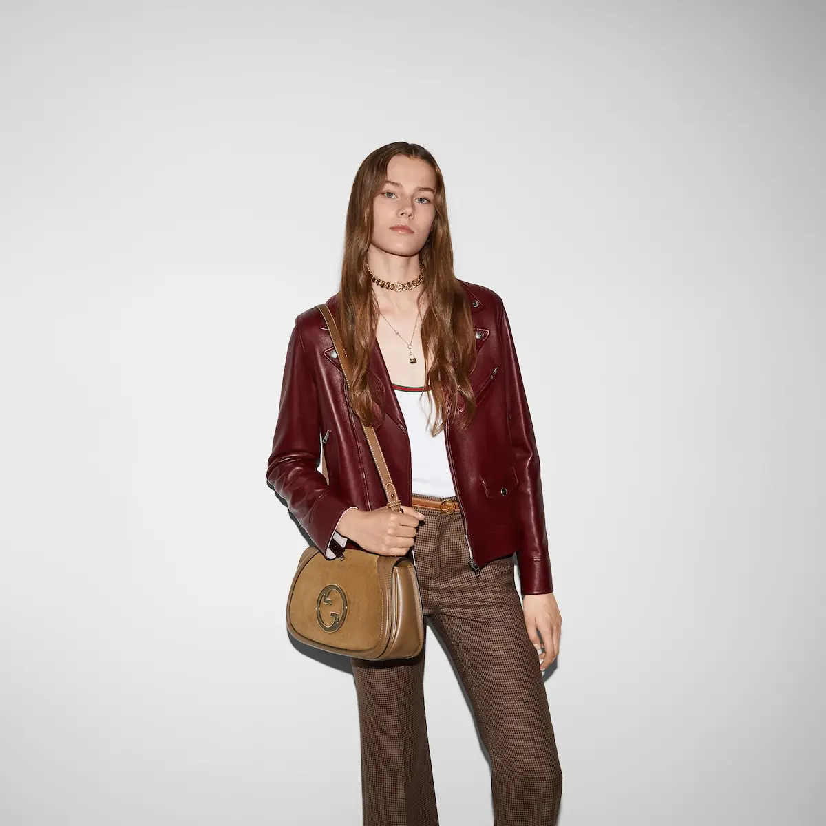 Tui Gucci Blondie Medium Suede 'Brown' 815719-CAAAU-2808