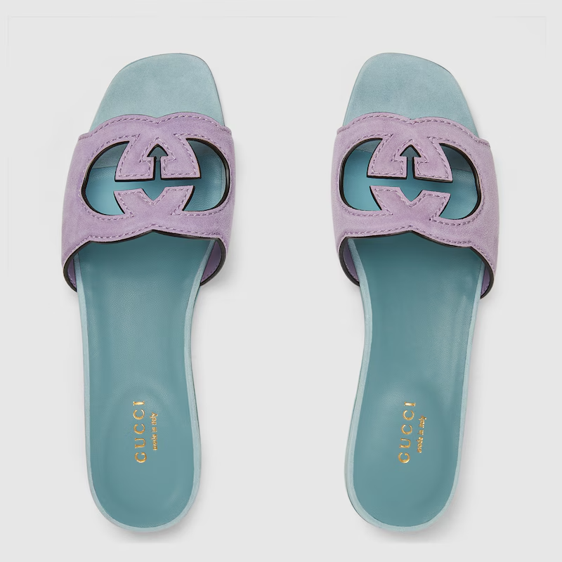 Dep Gucci Interlocking G Slide 'Light Blue Lilac Suede' 694451-C2000-5252