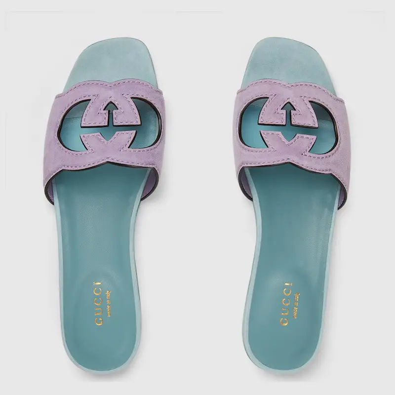 Dep Gucci Interlocking G Slide 'Light Blue Lilac Suede' 694451-C2000-5252
