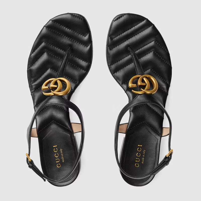 Dep Gucci Double G Sandal Leather 'Black' 674840-BKO00-1000