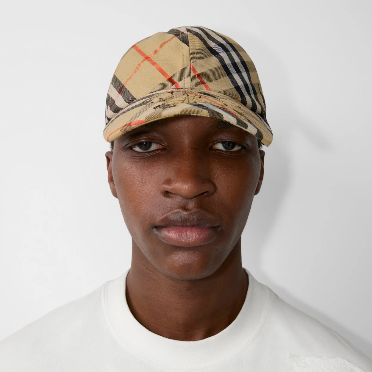 Mu Burberry Check Cotton Blend Baseball Cap 'Sand' 80857231
