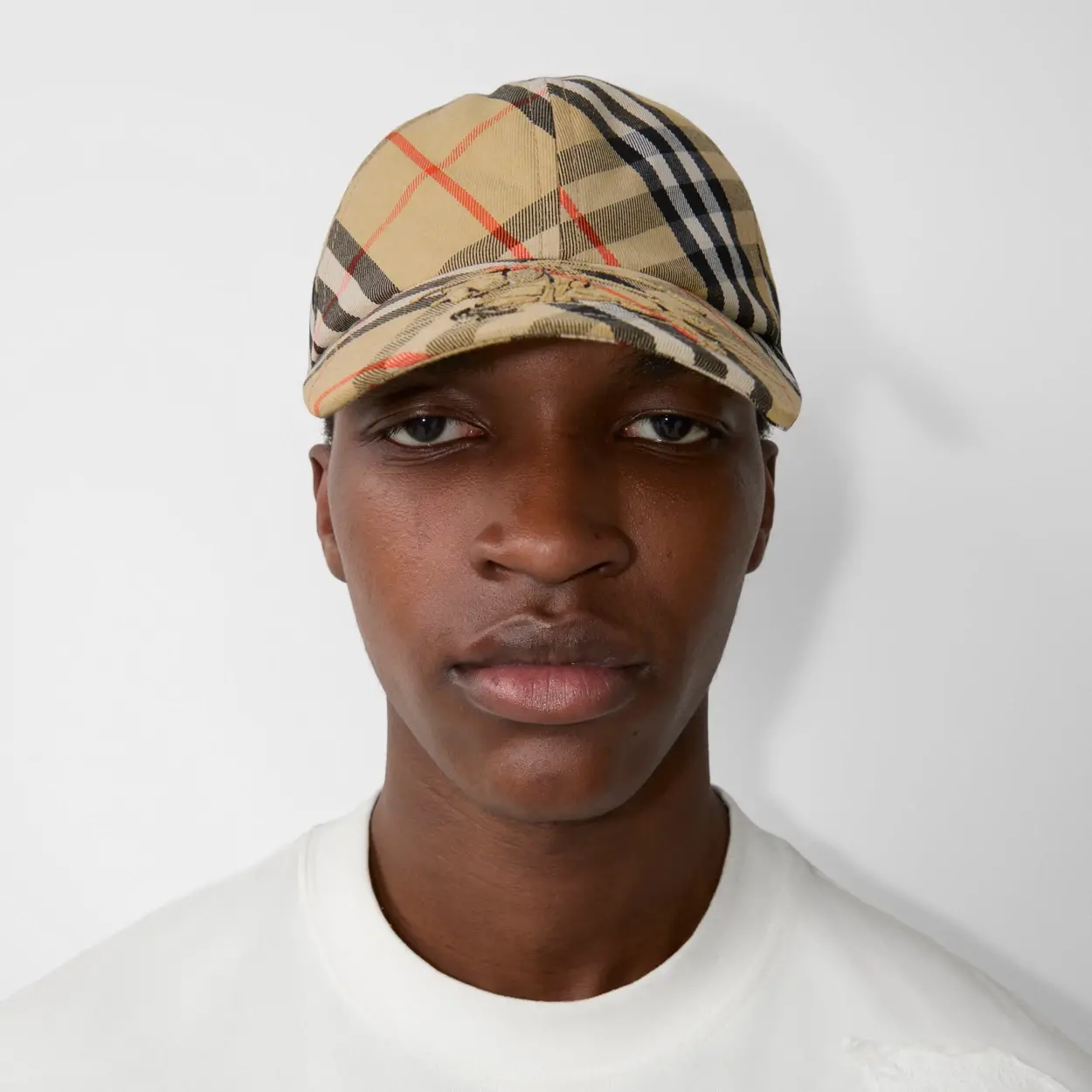 Mu Burberry Check Cotton Blend Baseball Cap 'Sand' 80857231