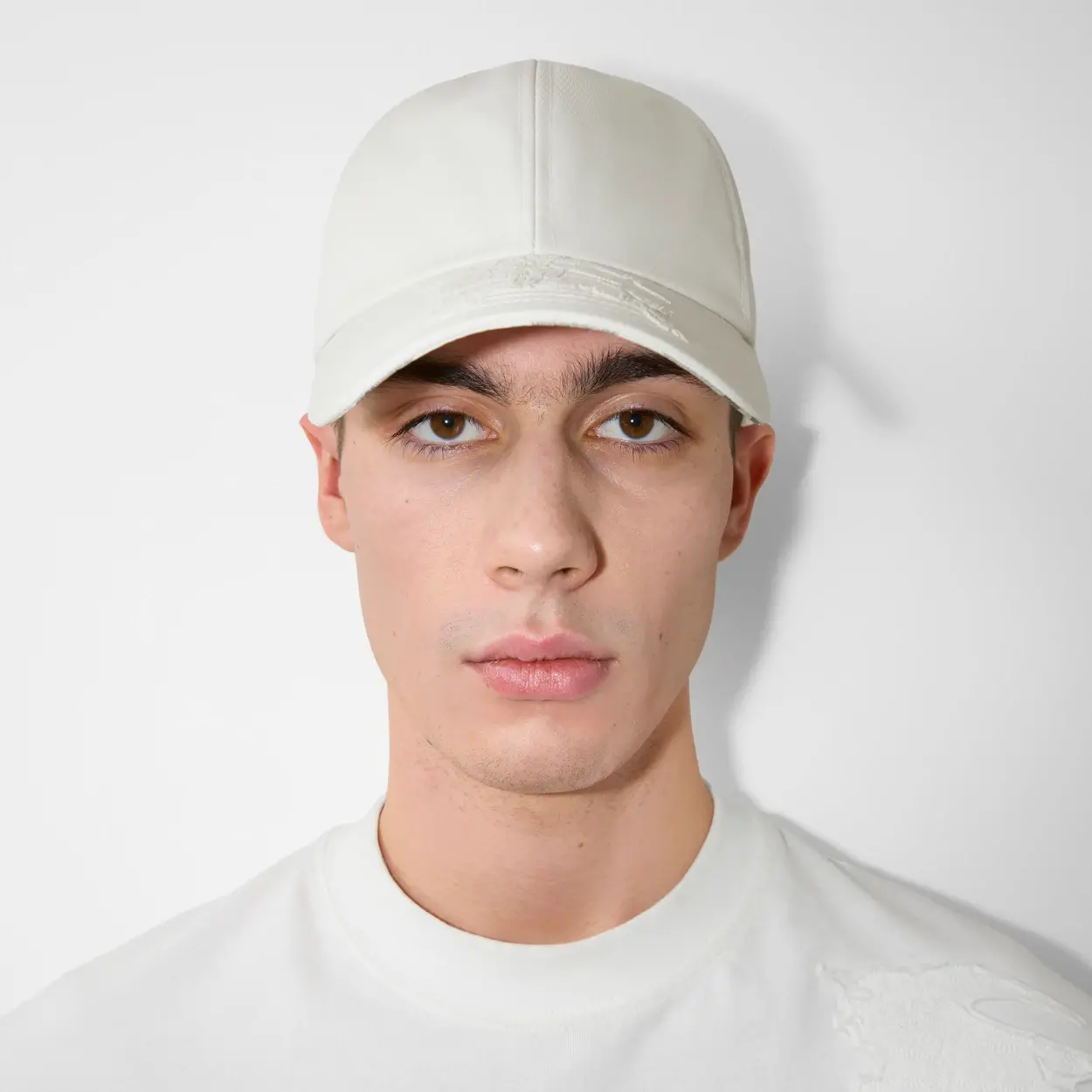Mu Burberry Cotton Blend Baseball Cap 'Salt' 80857311