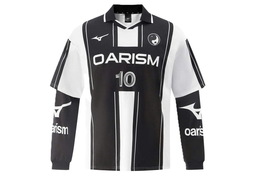 Ao  Mizuno x Oarism Retro long-sleeved 'White Black' K2CC53Y1