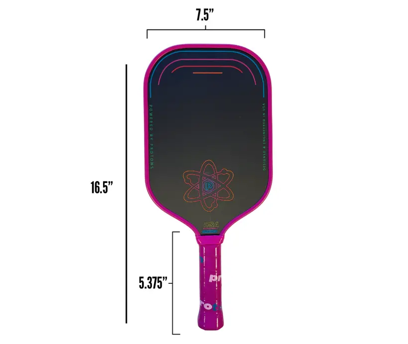 Vot Pickleball Proton Series Three Raw Carbon 15mm 'Raspberry'