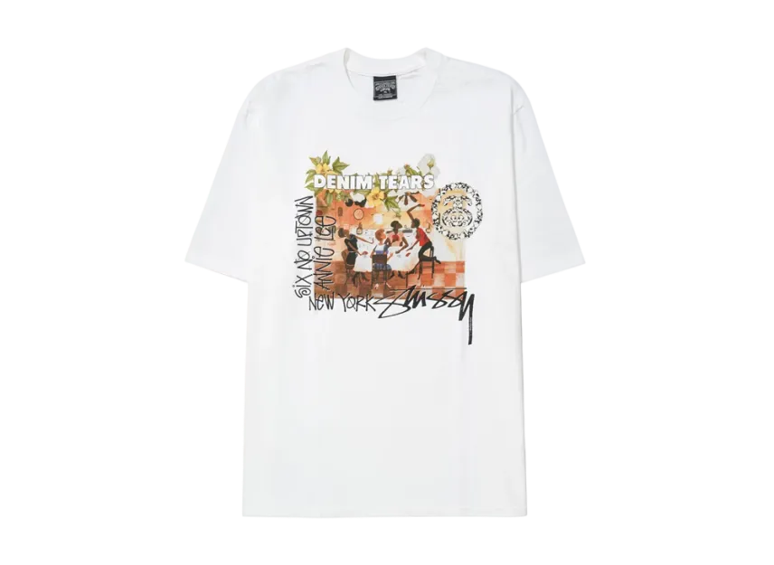 Alternative view of Áo Stussy x Denim Tears Annie Lee Tee 'White' 3903997