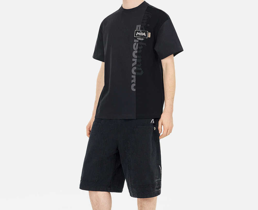 Ao Evisu Panel Design With Multi Labels 'Black' 2ESGNM5TS5034RXCT