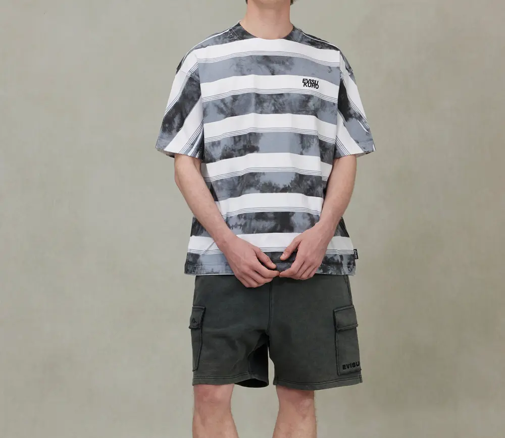 Ao Evisu Washed Tie-Dye Stripe 'Black' 2ESGNM5TS5110LFCT