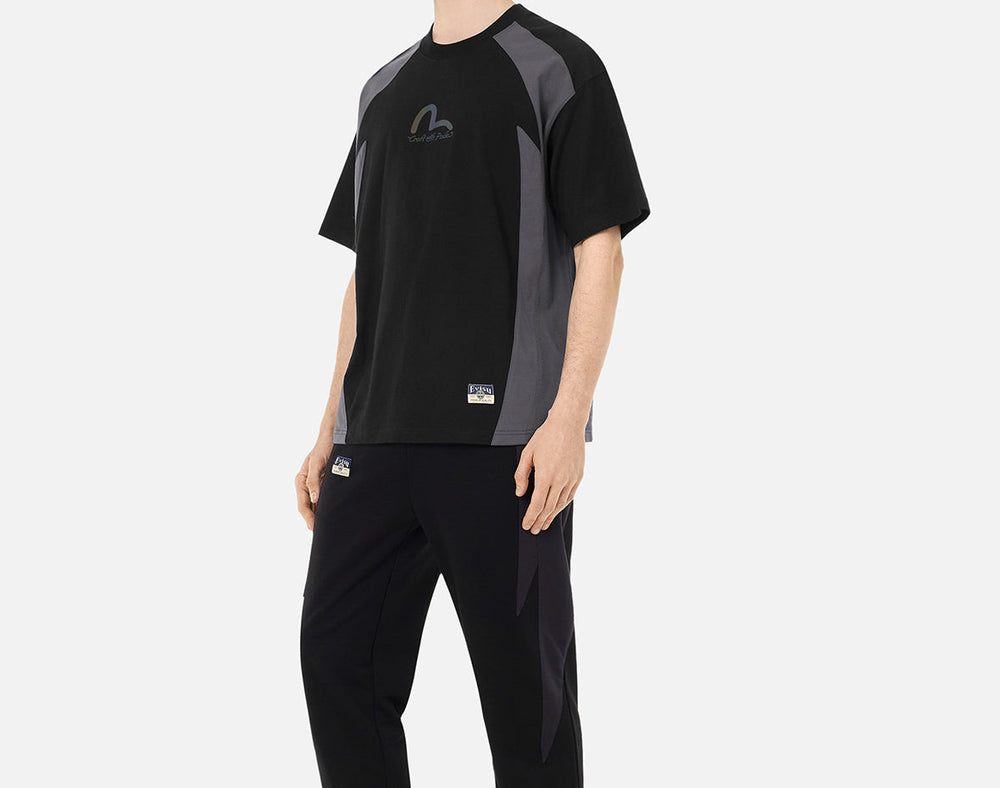 Ao Evisu Panel Blocking With Colorful Logo 'Black' 2ESHTM5TS1171LFCT