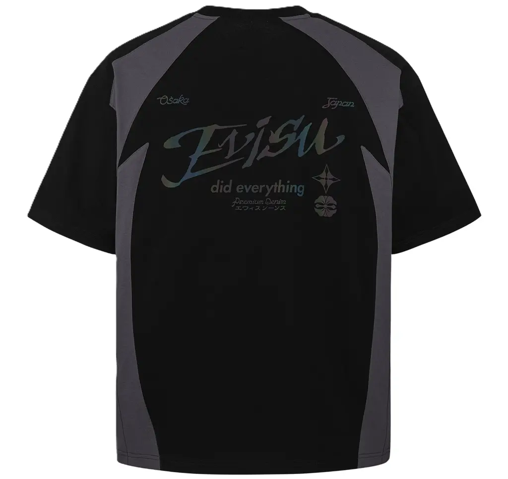 Ao Evisu Panel Blocking With Colorful Logo 'Black' 2ESHTM5TS1171LFCT