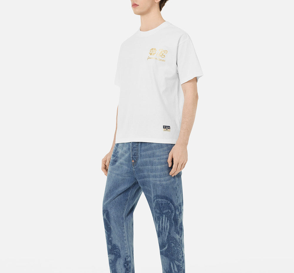 Ao Evisu Artistic Brush Daicock Print 'White Yellow' 2ESHTM5TS1215RXCT