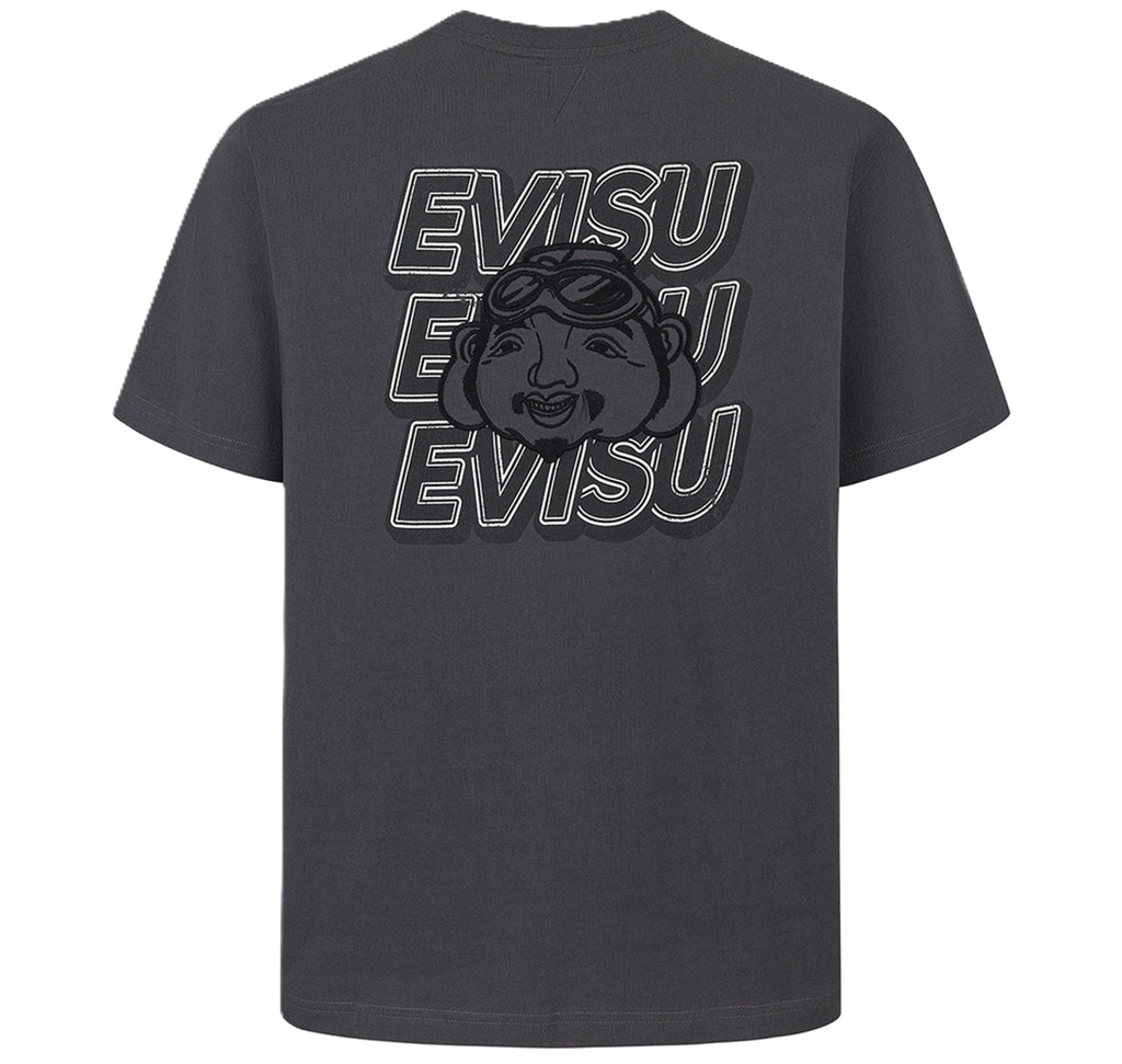 Ao Evisu Slogan Print With Godhead 'Charcoal' 2ESHTM5TS7015XXCT