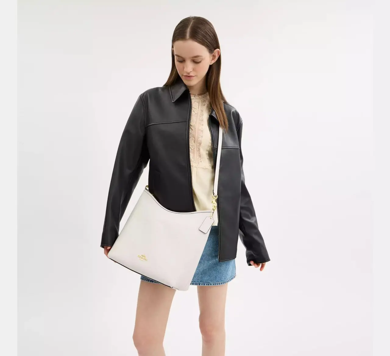 Alternative view of Túi Coach Laurel Large Shoulder Bag 'Chalk' CY684-IMCHK