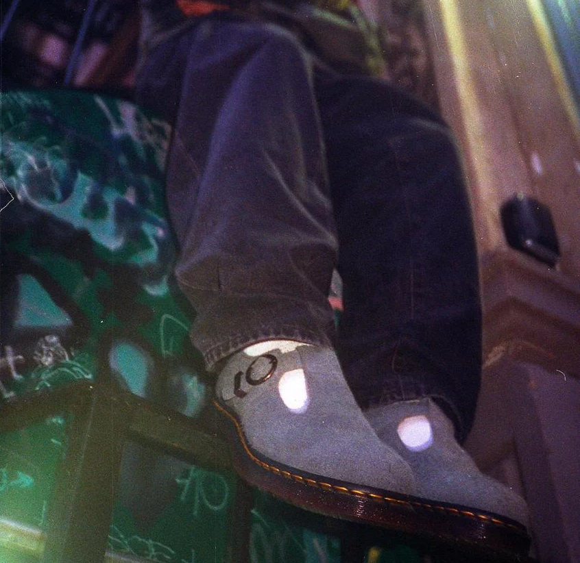 Alternative view of Dép Dr Martens T Bar Napped Suede 'Blue' 31518764