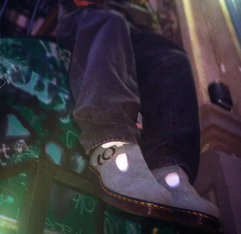 Alternative view of Dép Dr Martens T Bar Napped Suede 'Blue' 31518764