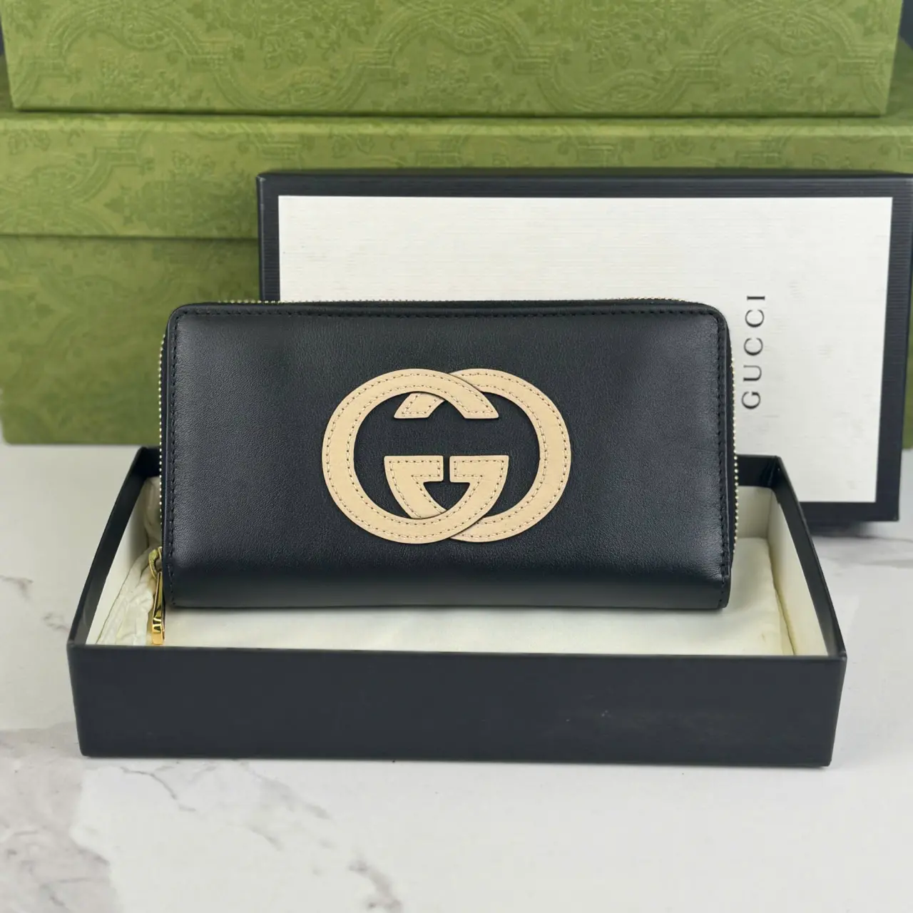 Alternative view of Ví Gucci Logo Round Zipper Long 'Black' 658839-0QGCG-1089