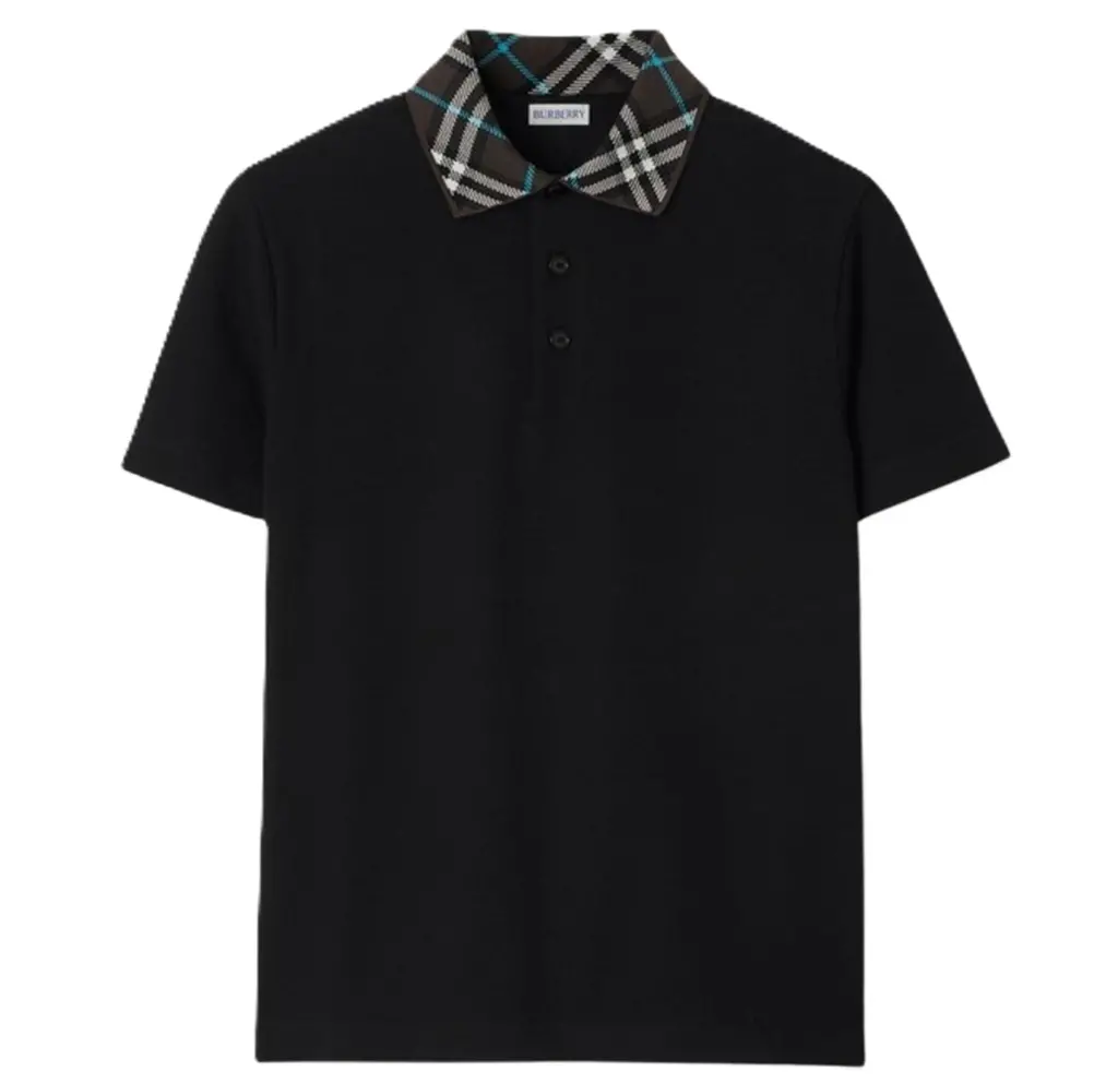 Áo Burberry Check Collar Cotton 'Black' 8103865