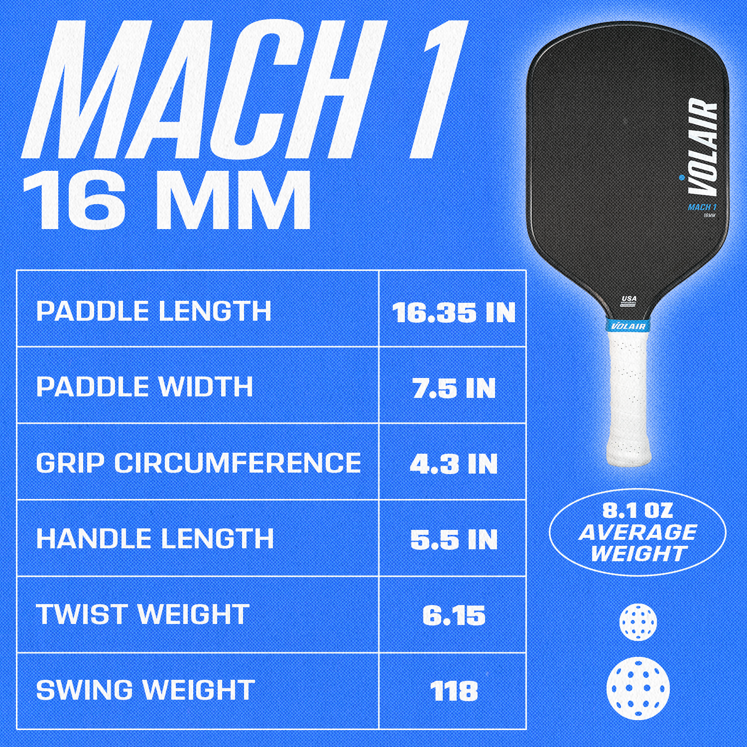 Vợt Pickleball Volair Mach 1 Forza Paddle 'Blue' - Ảnh 3
