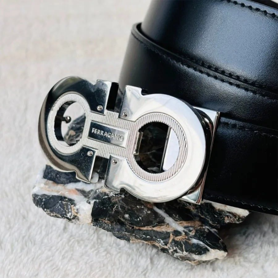 Thắt Lưng Salvatore Ferragamo Silver Logo 'Black' 670128-0752675 - Ảnh 3