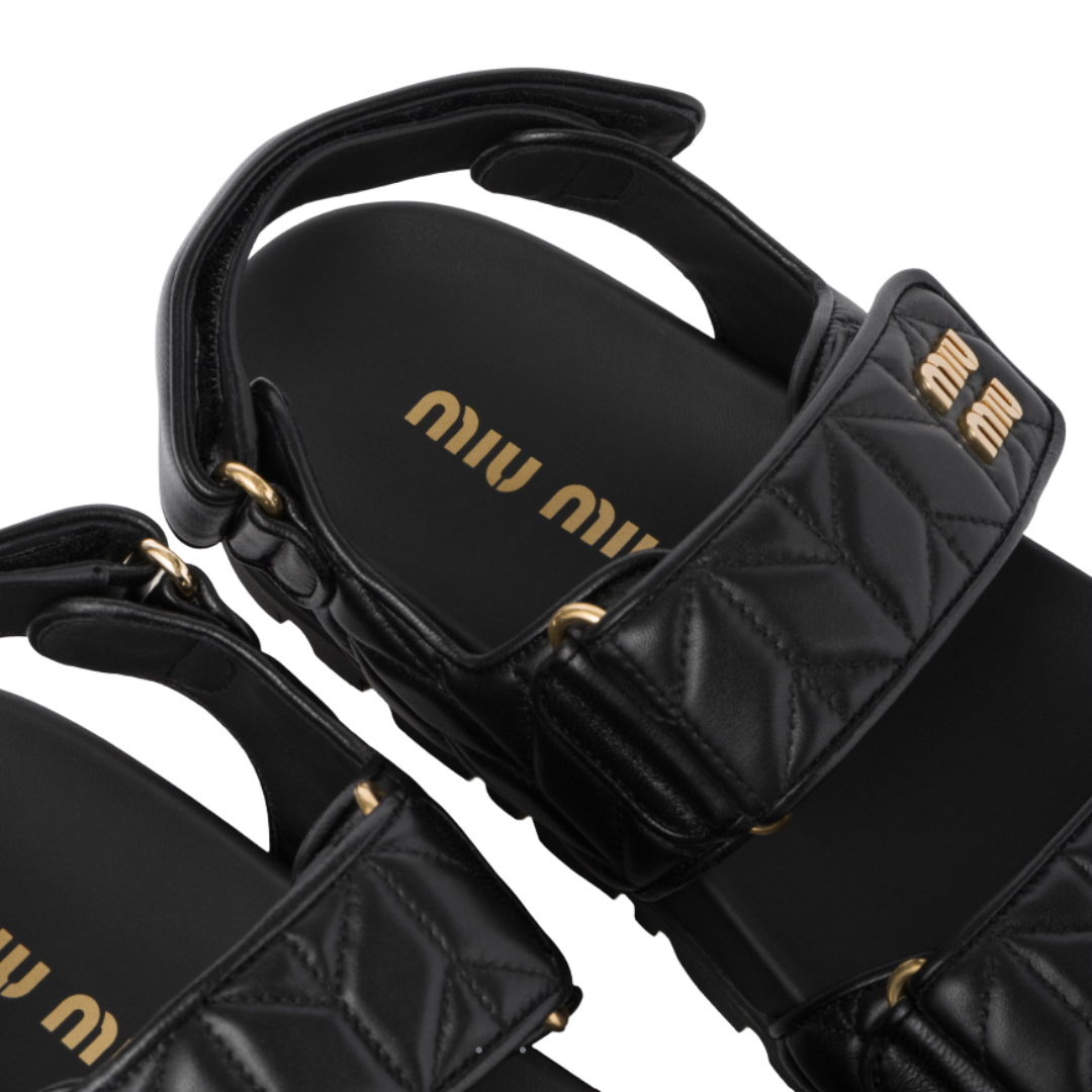 Alternative view of Dép Miu Miu Matelassé Sandal 'Black' 5XX605-3LM5-F0002-5-99-F010