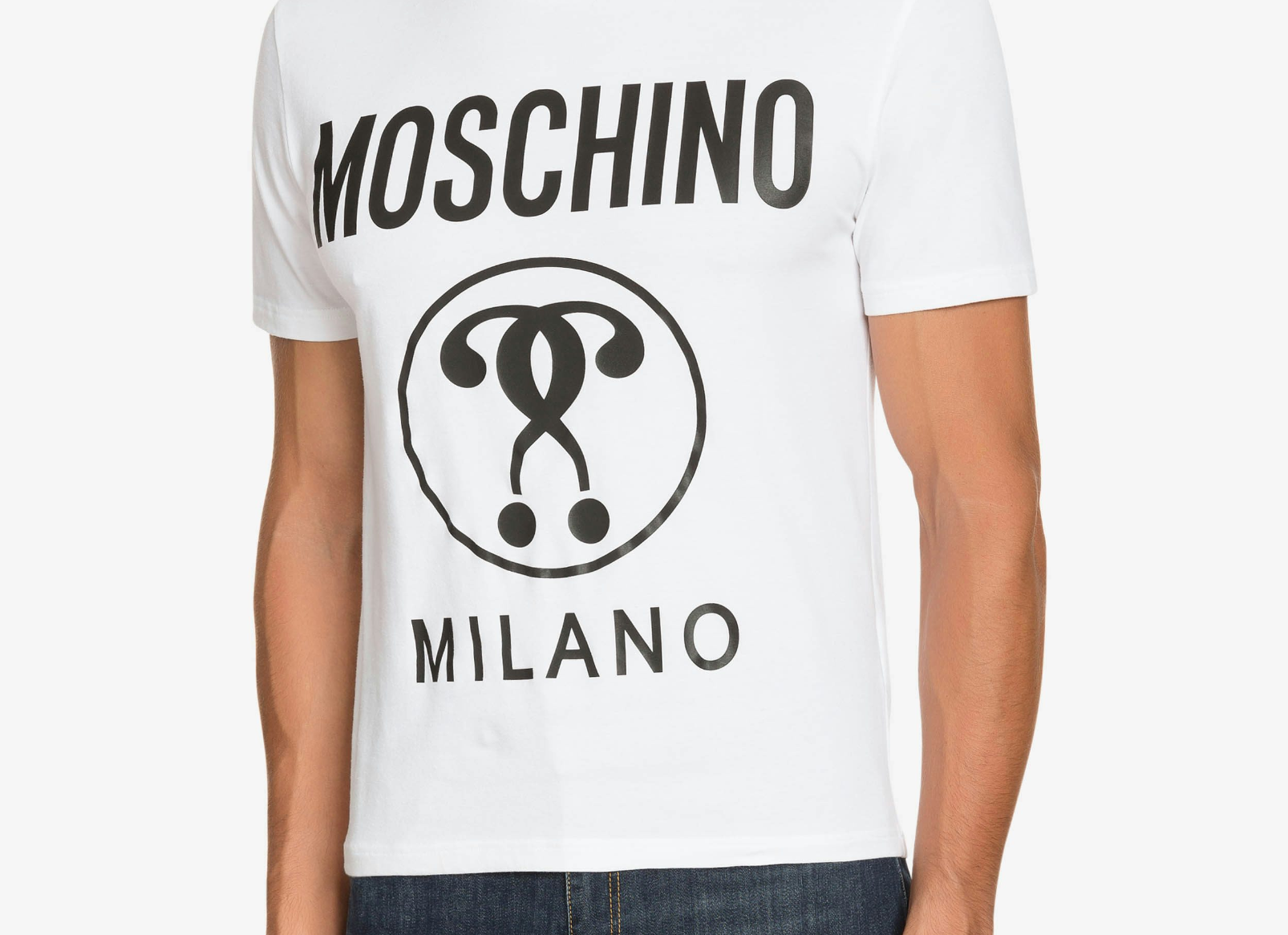 Alternative view of Áo Moschino Cotton Double Question Mark 'White' 201ZPA071220391001