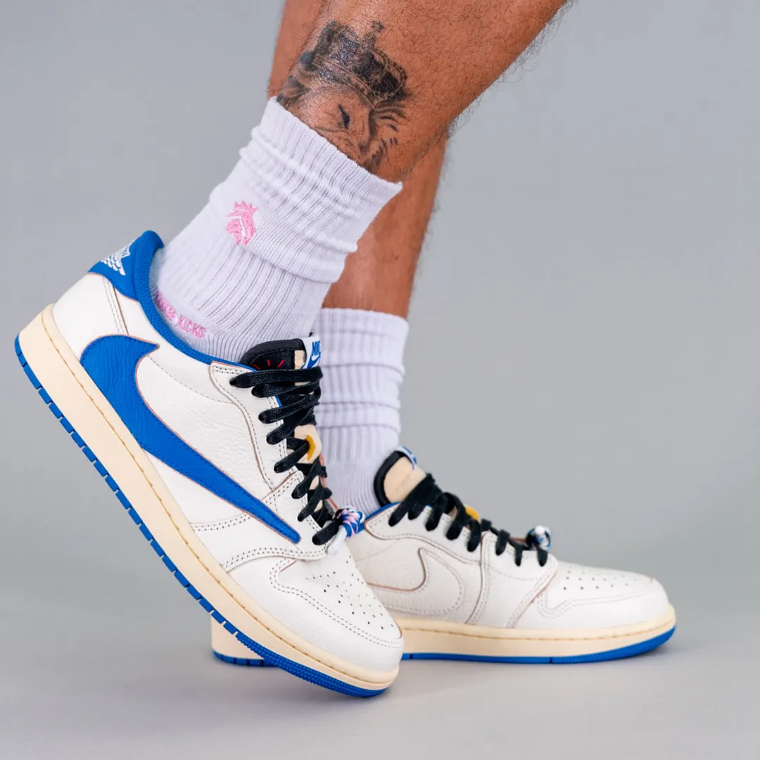 Giày Nike Air Jordan 1 Retro Low OG SP x Travis Scott 'Sail Military Blue' DM7866-104 - Ảnh 4