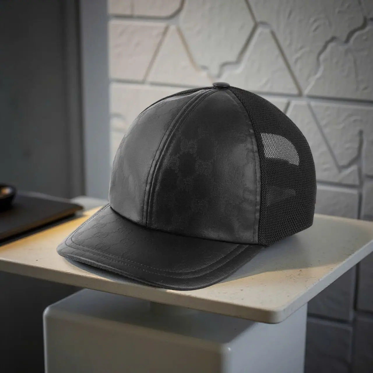 Alternative view of Mũ Gucci Leather Cap 'Black' 780493-4HA8M-1060