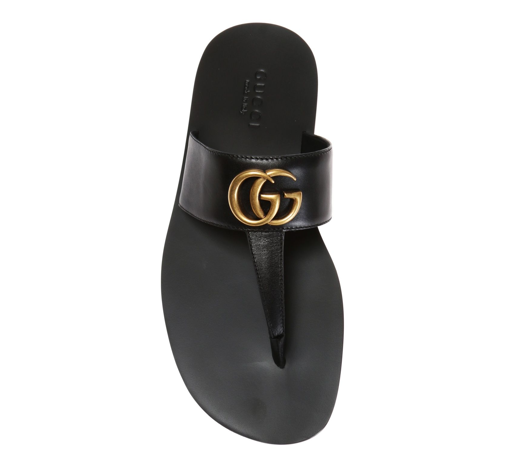 Alternative view of Dép Gucci Leather Thong Sandal With Double G 'Black' 498698-A4HD0-1000