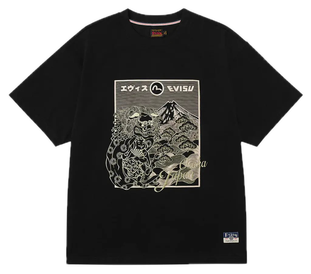 Áo Evisu Lion Dance and Mountain 'Black' 2EAHTM5TS1182RXCT