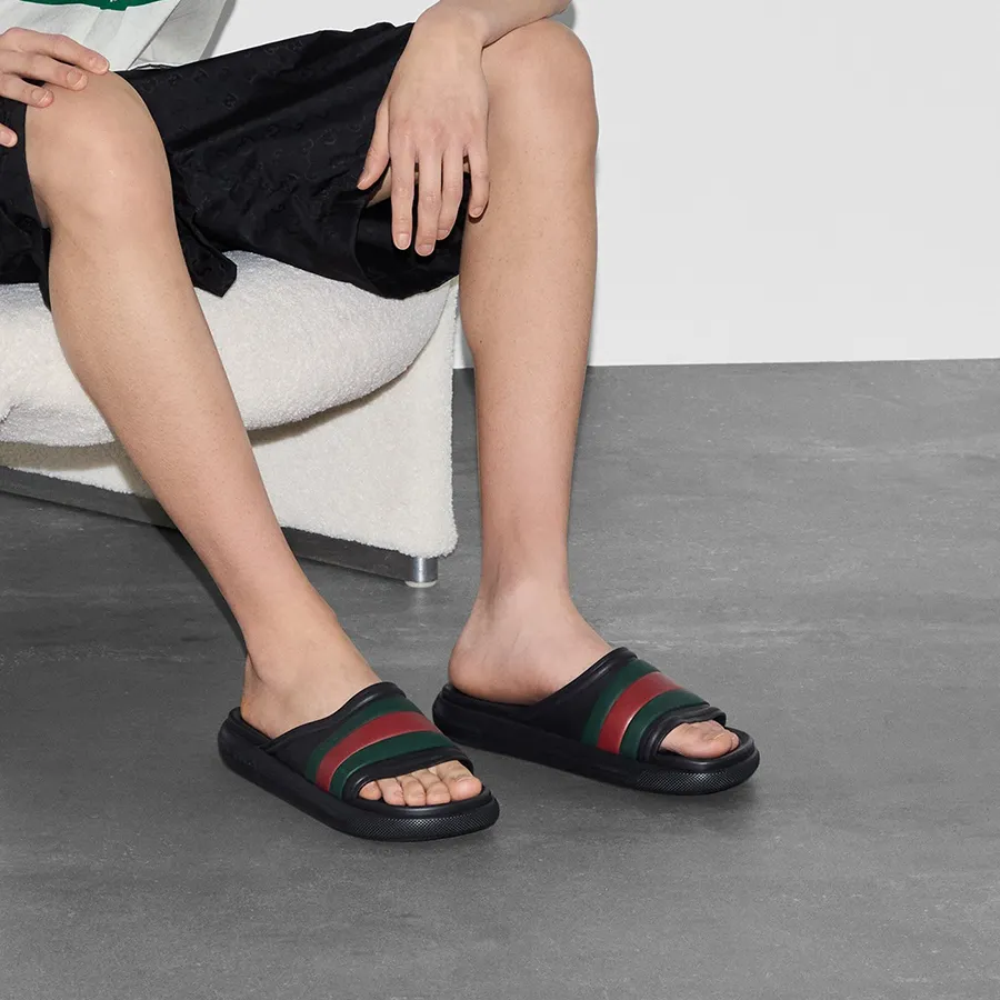 Alternative view of Dép Gucci Web Slide Sandal ‘Black’ 780286-J8700-1025