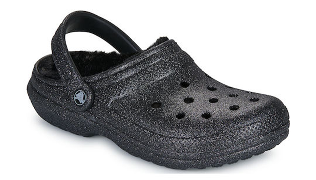 Alternative view of Dép Crocs Sabots Classic Fuzz Lined Glitter ‘Black’ 211928-001