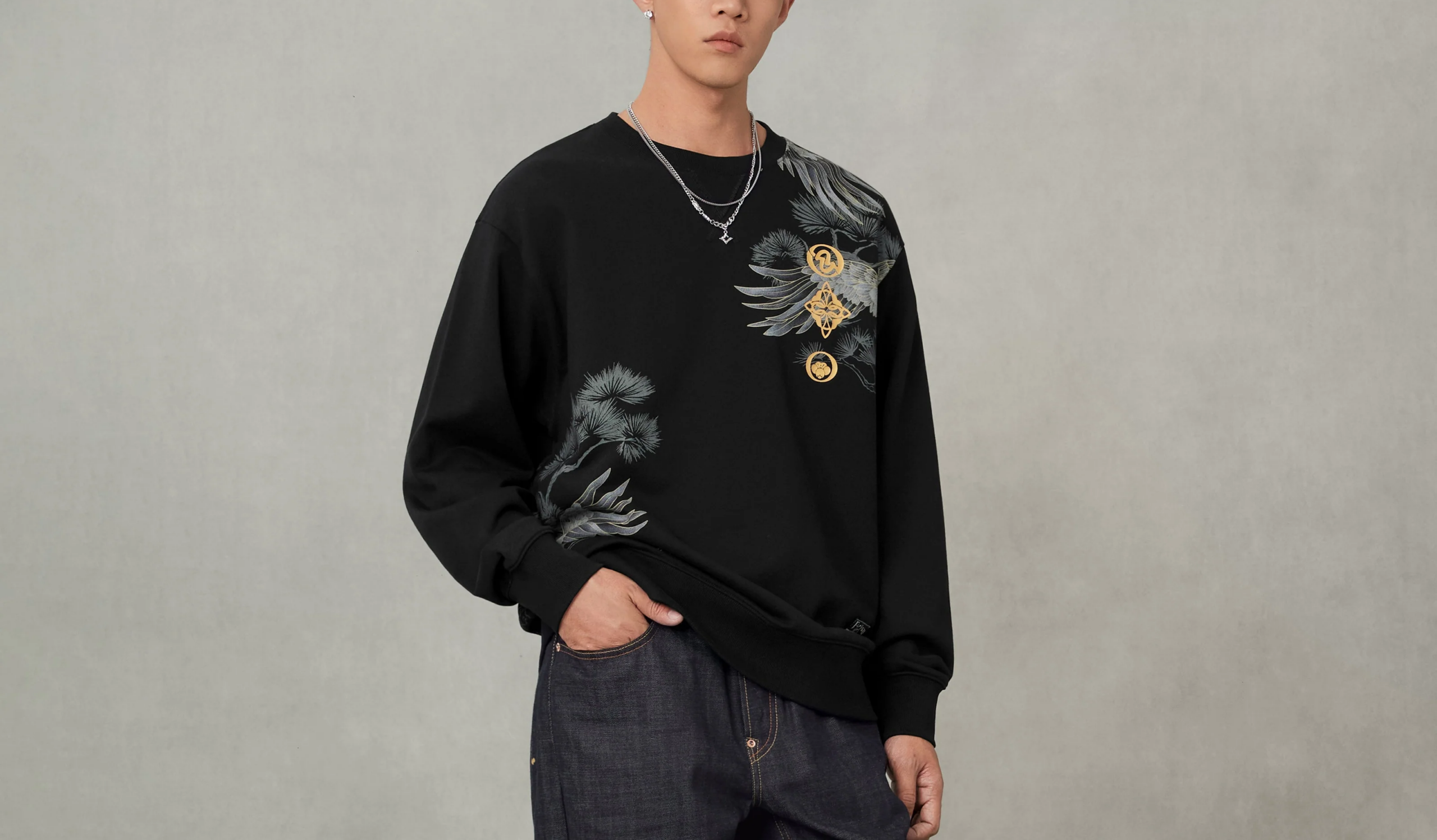 Alternative view of Áo Evisu Grateful Crane 'Black' 2EAHTM5SW1139RXCT