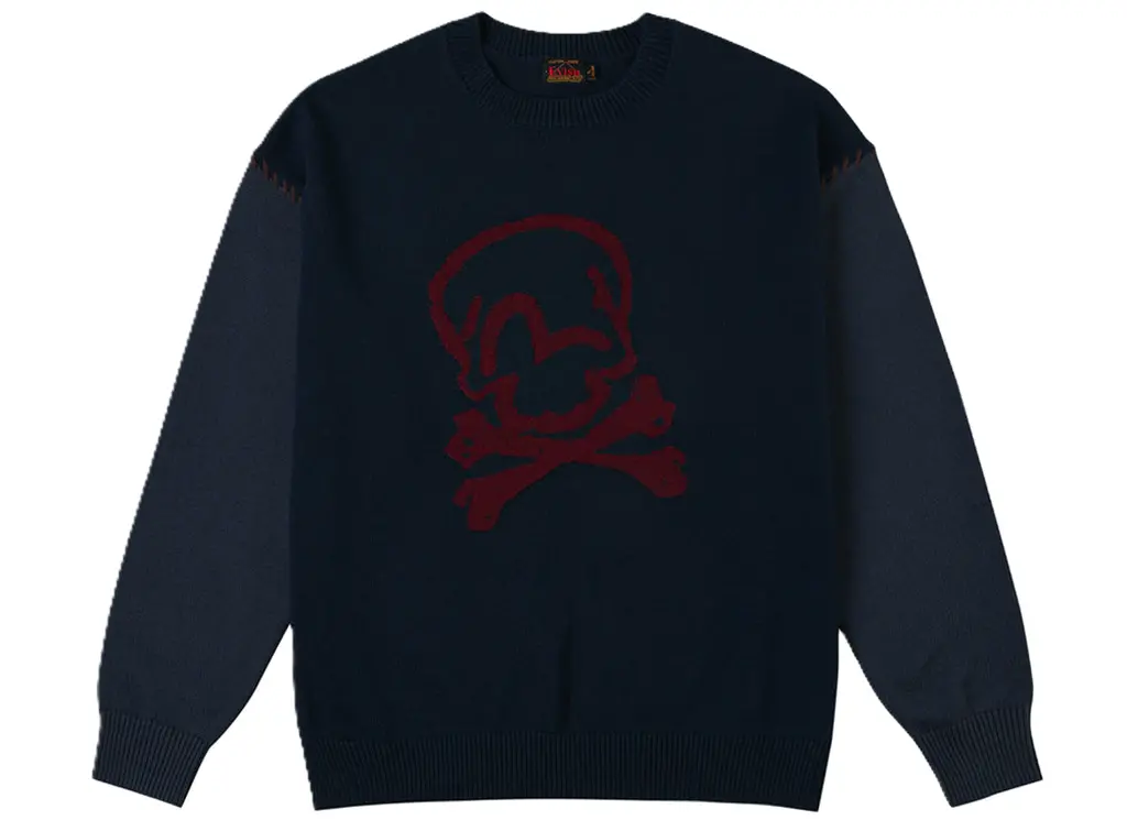 Áo Evisu Skull and Seagull Jacquard Color-Blocking Knit Sweater ‘Navy’ 2EAHTM5SR7022OSAC