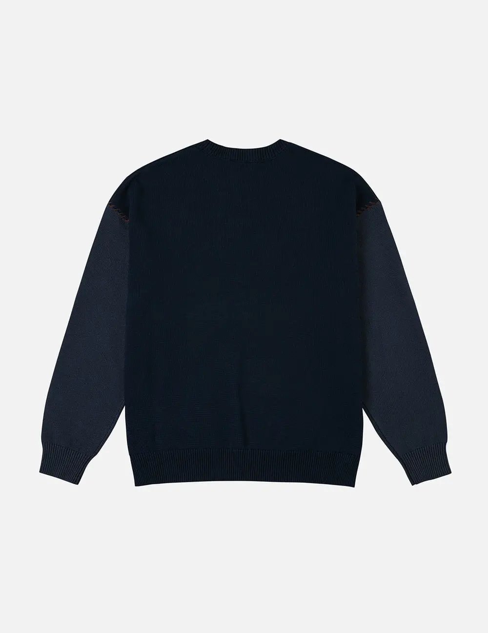 Alternative view of Áo Evisu Skull and Seagull Jacquard Color-Blocking Knit Sweater ‘Navy’ 2EAHTM5SR7022OSAC