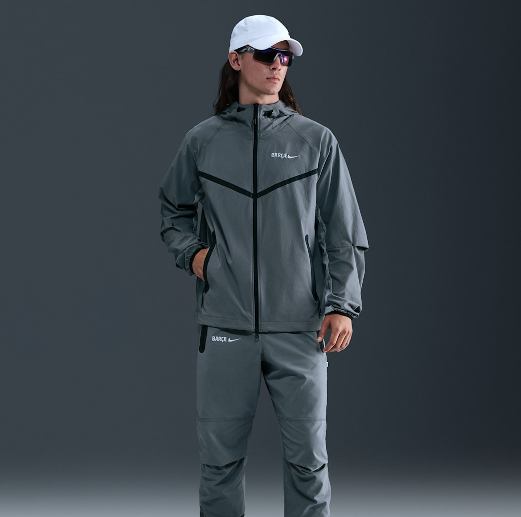 Alternative view of Áo Nike F.C. Barcelona Tech Windrunner Jacket 'Smoke Grey' HM4234-084