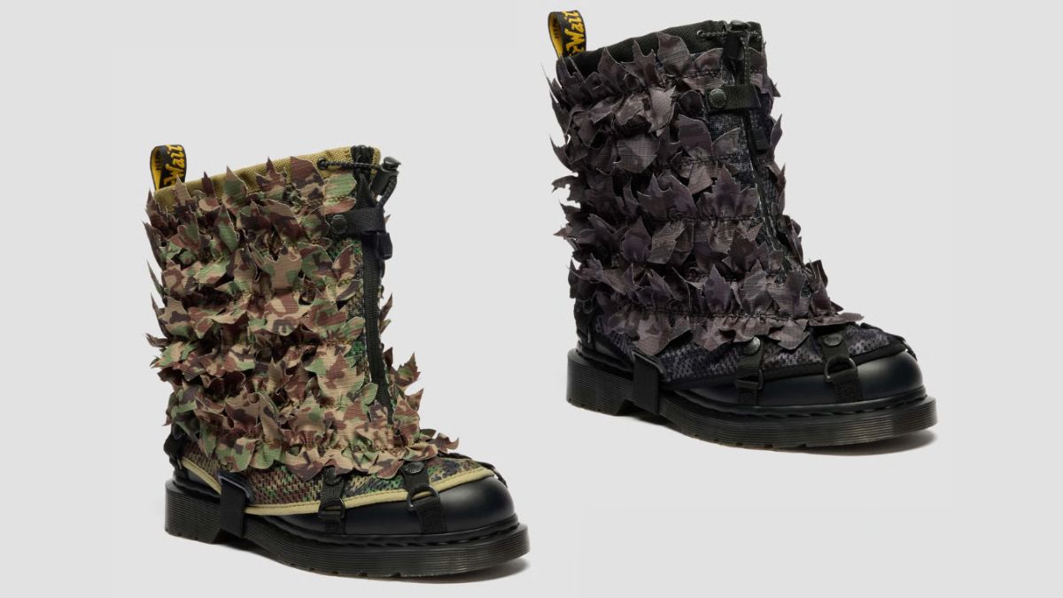 Dr. Martens 1460 Babylon Black Camo voi hoa tiet camo den xam manh me