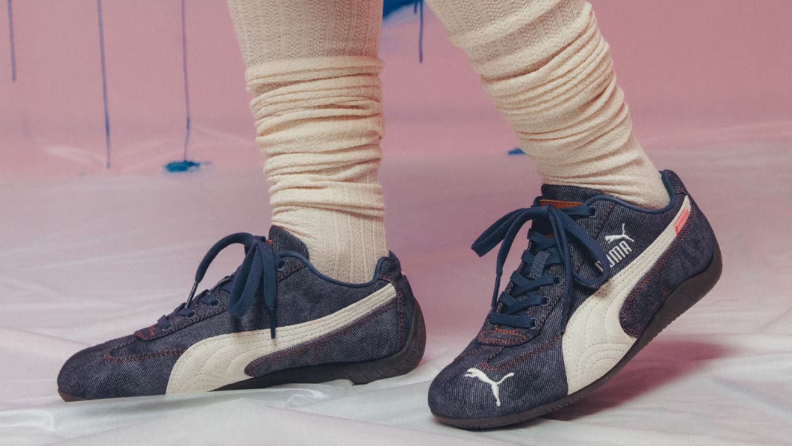 Hinh anh 5: Giay Puma Speedcat Denim Lover, hop tac giua Puma va atmos, ton vinh van hoa denim Nhat Ban.