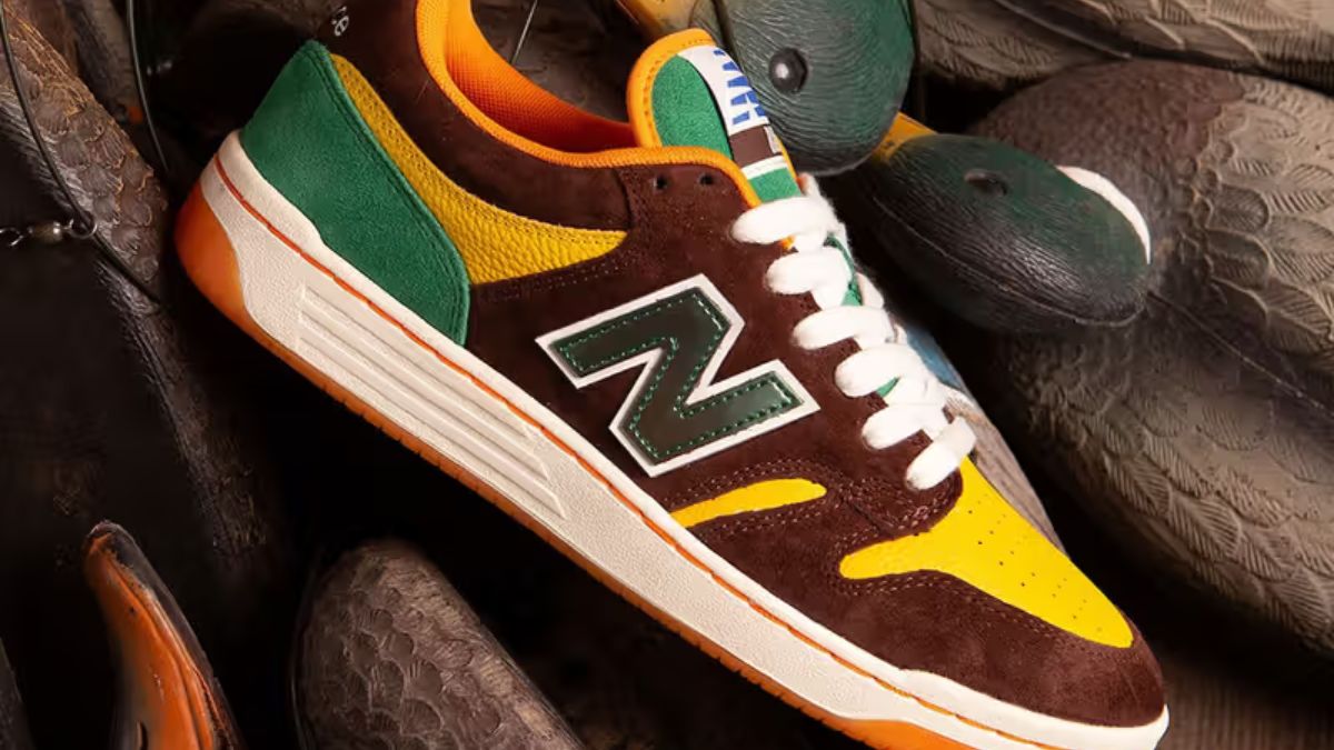 Giay New Balance x Rukus 480 'Mallard Duck' voi thiet ke lay cam hung tu san vit o Louisiana.