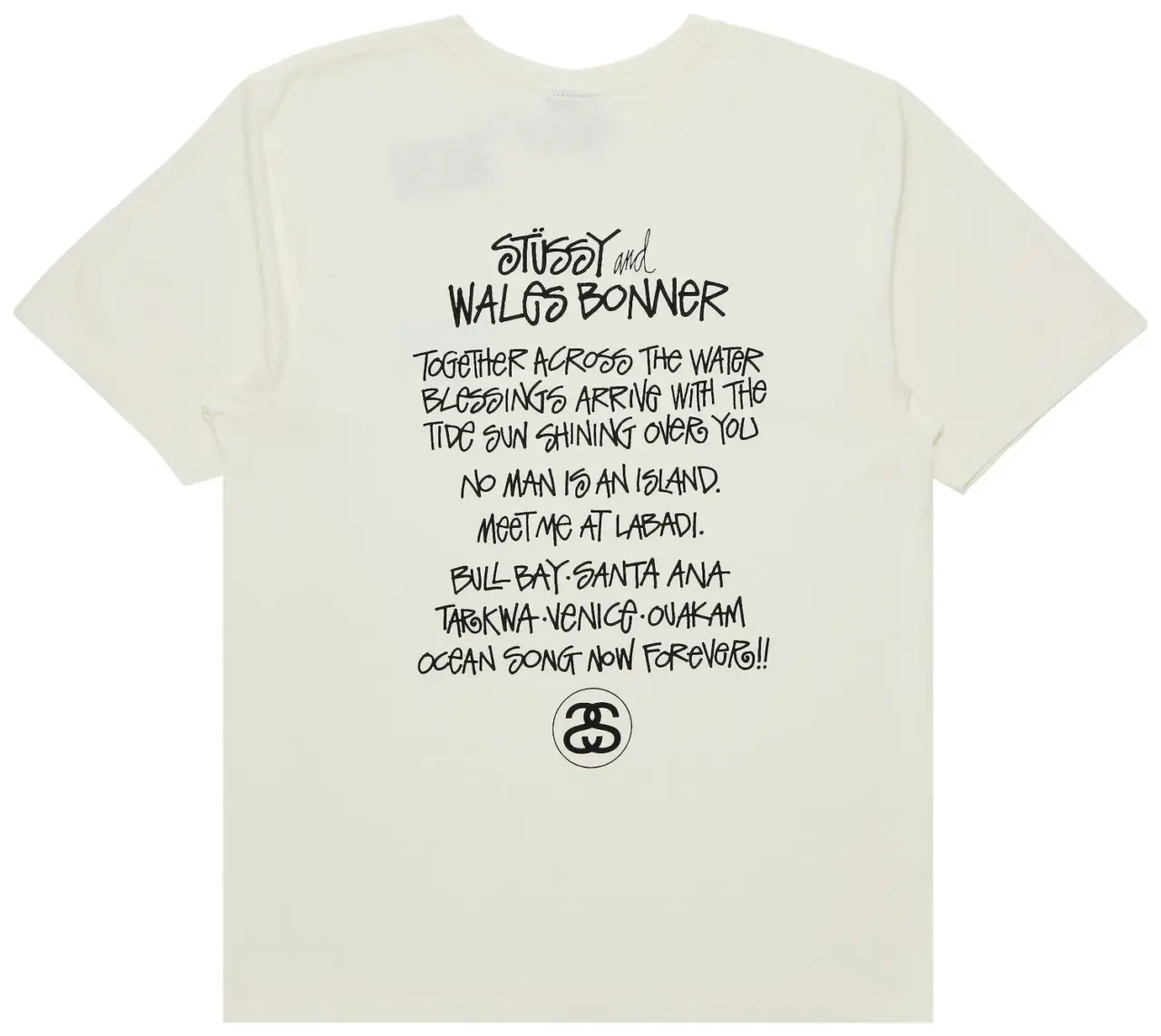 Alternative view of Áo Stussy x Wales Bonner Ocean Song Tee 'Ivory' 3904025-White